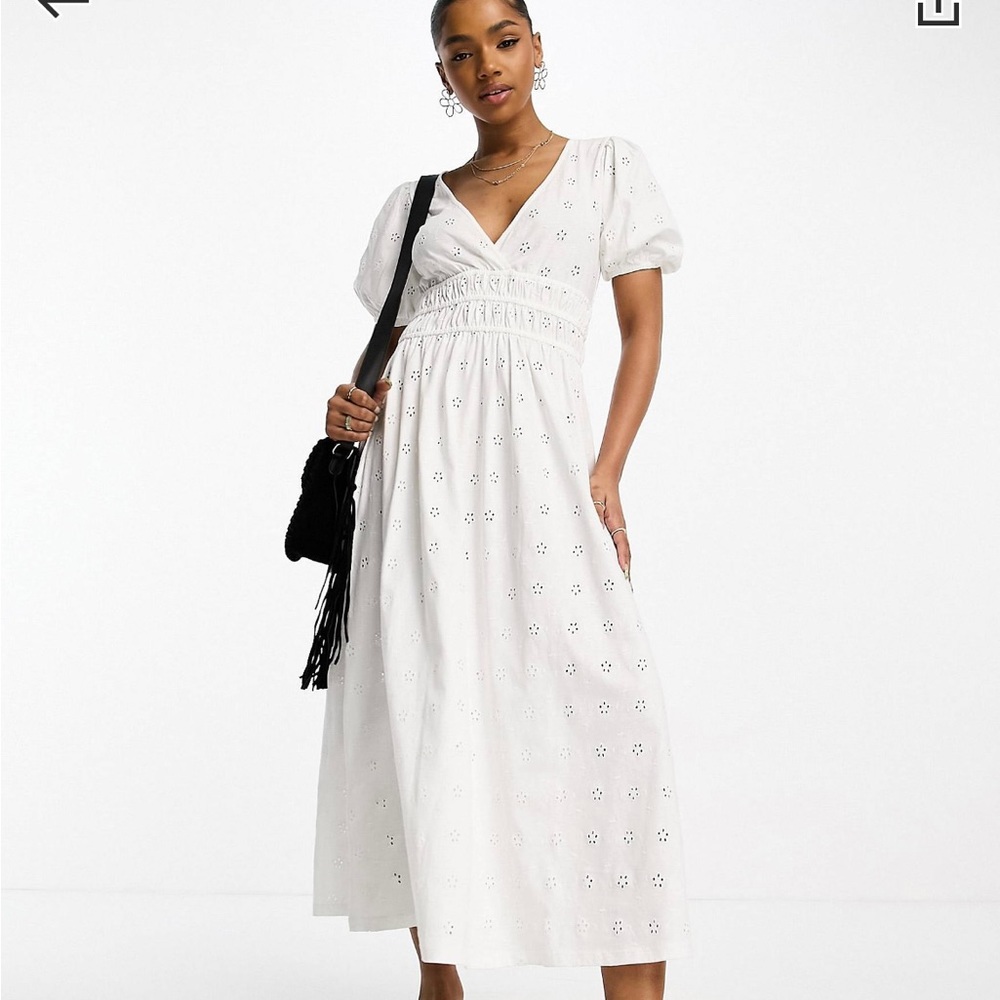 ASOS white midi dress - size 14.